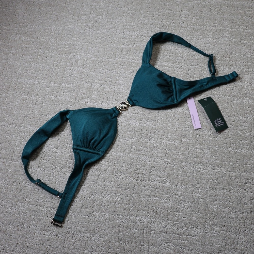 Wild Fable Teal High Shine Shell Detail Bikini Top XS F16761011-Q3/25